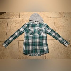 H&M Plaid Hooded Overshirt